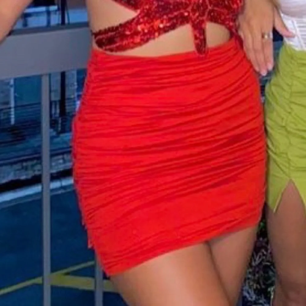 Red Ruched Two-Piece Set - Picture 2 of 3